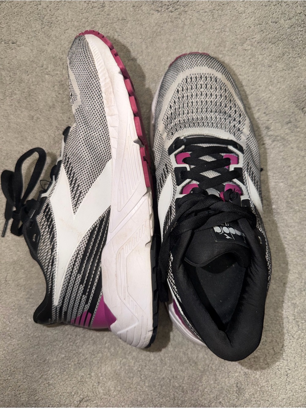 Diadora Women's Athletic Sneakers in White, Black & Pink